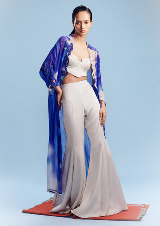 Tara Blue Watercolor Cape And Pant Set by Dolly J, available on Indiaspopup.com