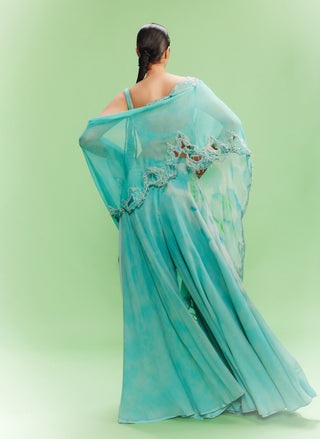 Kalila Aqua Floral Sharara Set by Dolly J, available on Indiaspopup.com