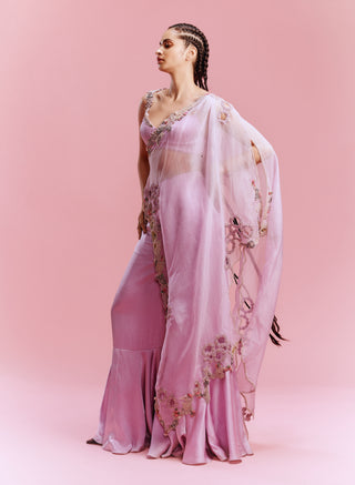 Elira Lilac Satin Sharara Set by Dolly J, available on Indiaspopup.com
