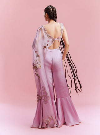 Elira Lilac Satin Sharara Set by Dolly J, available on Indiaspopup.com
