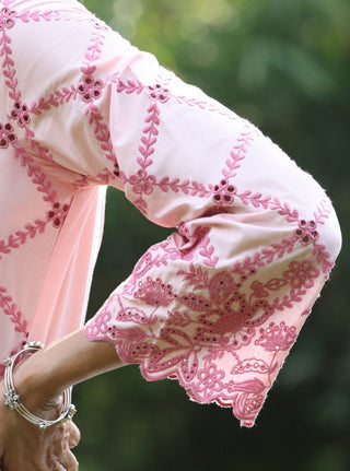 Eesvari pink embroidered kurta set