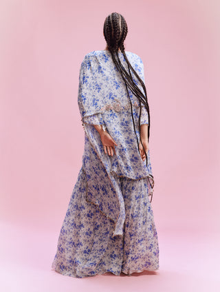 Ishani Chiffon Floral Kurta-Sharara And Cape by Dolly J, available on Indiaspopup.com