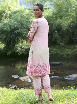Eesvari pink embroidered kurta set