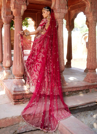Indraja Red Bridal Lehenga Set by Dolly J available on Indiaspopup