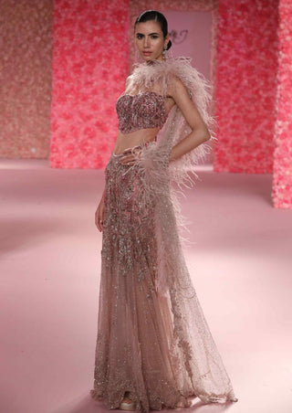 Yvette Mauve Pink Lehenga Set by Dolly J, available on Indiaspopup.com