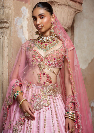 Chaarvi Pink Ombre Lehenga Set by Dolly J available on Indiaspopup