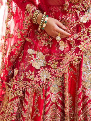 Asani Red Lehenga Set by Dolly J available on Indiaspopup