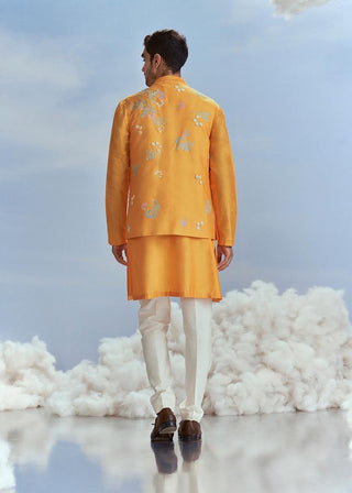 Nachiket Barve Men-Mango Mayflower Bundi Set-INDIASPOPUP.COM