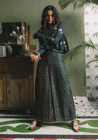 Navy Bandhini Palazzo And Jacket Set by The Little Black Bow available on Indiaspopup