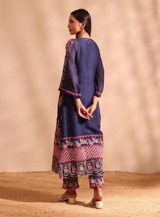 Valara navy embroidered kurta set