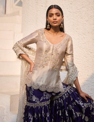 Dolly J Zephira Silver Blue Kurta And Sharara Set available on indiaspopup