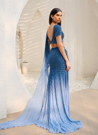 Dolly J Ocean Whisper Drape Sari And Blouse available on indiaspopup