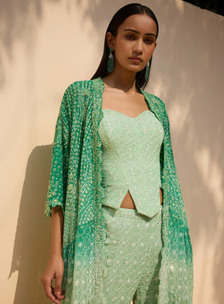 Dolly J Sage Reverie Corset, Cape & Pant Set available on indiaspopup