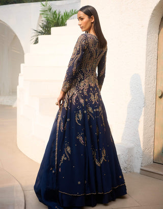 Dolly J Amara Blue Jacket Kurta With Skirt Set available on indiaspopup