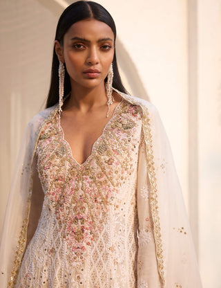 Dolly J Allure Ivory Chikankari Kalidaar Set available on indiaspopup