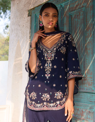 Dolly J Nia Blue Kurta And Flare Pant Set available on indiaspopup