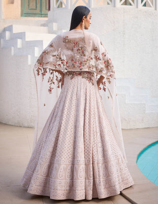 Dolly J Paisley Ivory Dream Chikankari Lehenga And Cape Set available on indiaspopup
