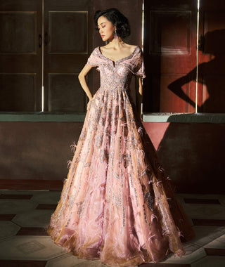 Plum blush blushtelle bridal gown