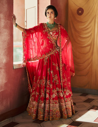 Crimson blushfire bridal lehenga set