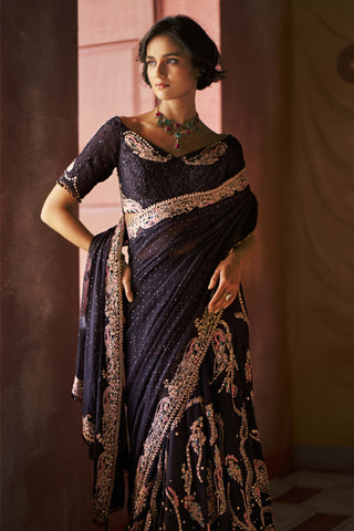 Black zarnyx lehenga sari and blouse