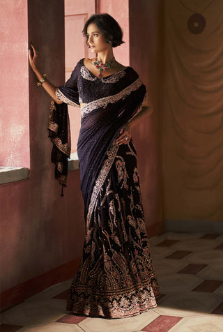 Black zarnyx lehenga sari and blouse