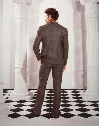 Gray Tweed Blazer Pantsuit Set by Nikita Mhaisalkar Men available on Indiaspopup.com
