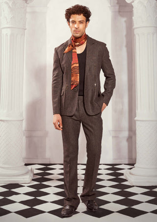 Gray Tweed Blazer Pantsuit Set by Nikita Mhaisalkar Men available on Indiaspopup.com