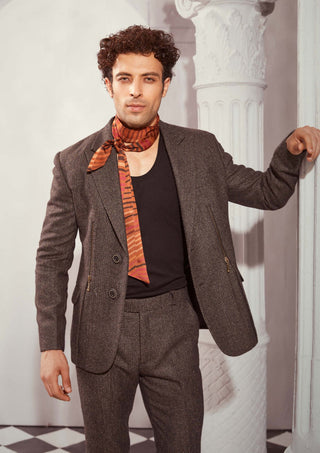 Gray Tweed Blazer Pantsuit Set by Nikita Mhaisalkar Men available on Indiaspopup.com