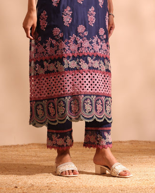 Valara navy embroidered kurta set