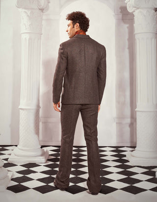 Gray Tweed Blazer Pantsuit Set by Nikita Mhaisalkar Men available on Indiaspopup.com