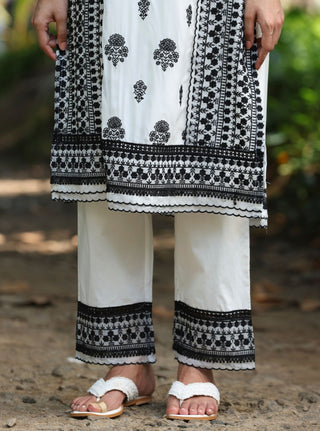Kari white embroidered kurta set
