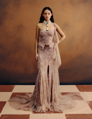 Orlencia nude corset and skirt set