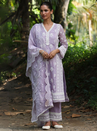 Kari lavender embroidered kurta set