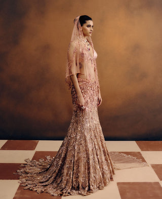 Amberlux copper cocktail lehenga set