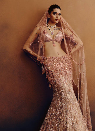 Amberlux copper cocktail lehenga set