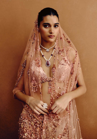 Amberlux copper cocktail lehenga set