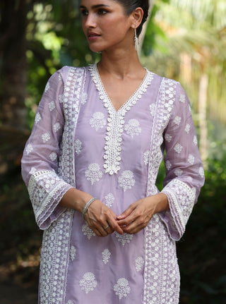 Kari lavender embroidered kurta set