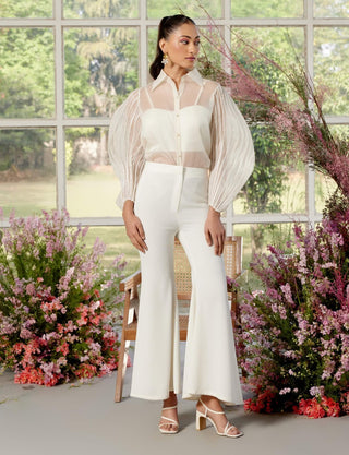 Cressida White Shirt And Pants Set by Parul And Preyanka available on Indiaspopup.com
