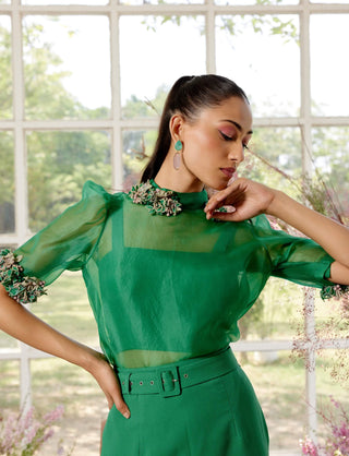 Daphne Jade Top And Skirt Set by Parul And Preyanka available on Indiaspopup.com