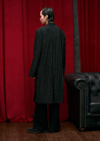 Itrh Men-Black Crystal Embellished Kurta And Pants-INDIASPOPUP.COM