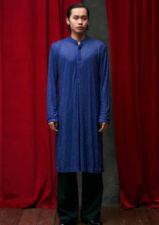 Itrh Men-Cobalt Crystal Kurta And Pant-INDIASPOPUP.COM