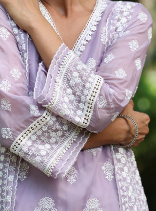 Kari lavender embroidered kurta set