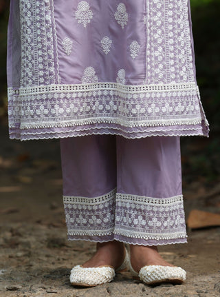 Kari lavender embroidered kurta set