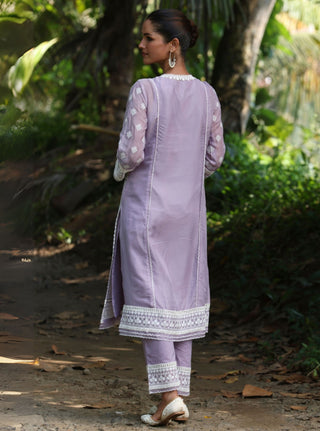 Kari lavender embroidered kurta set