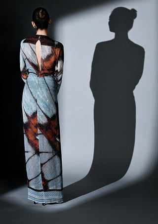 Powder Butterfly Draped Dress by Nikita Mhaisalkar available on Indiaspopup.com