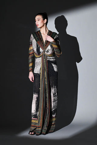 Noir Dream Draped Dress by Nikita Mhaisalkar available on Indiaspopup.com