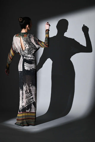 Noir Dream Draped Dress by Nikita Mhaisalkar available on Indiaspopup.com