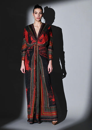 Rouge Love Draped Dress by Nikita Mhaisalkar available on Indiaspopup.com