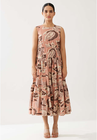 Peach And Cream Floral Midi Dress by Koai available on Indiaspopup.com