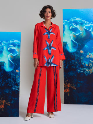 Kyushu deep red shirt and pants